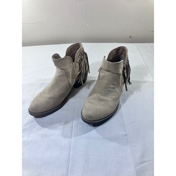 American Eagle By Payless Shoes - American Eagle Suede Fringe Ankle Boots Taupe Women's Size 7.5